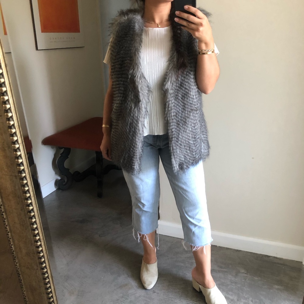 Grey faux fur vest